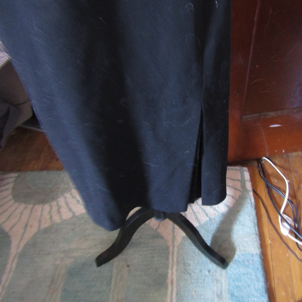 Black Crepe Pencil Skirt with Side Kick Pleats